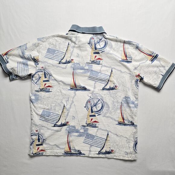 Royale Air Polo Shirt Mens Large Nautical Sailboat Map Flag Compass Vintage - Picture 6 of 8